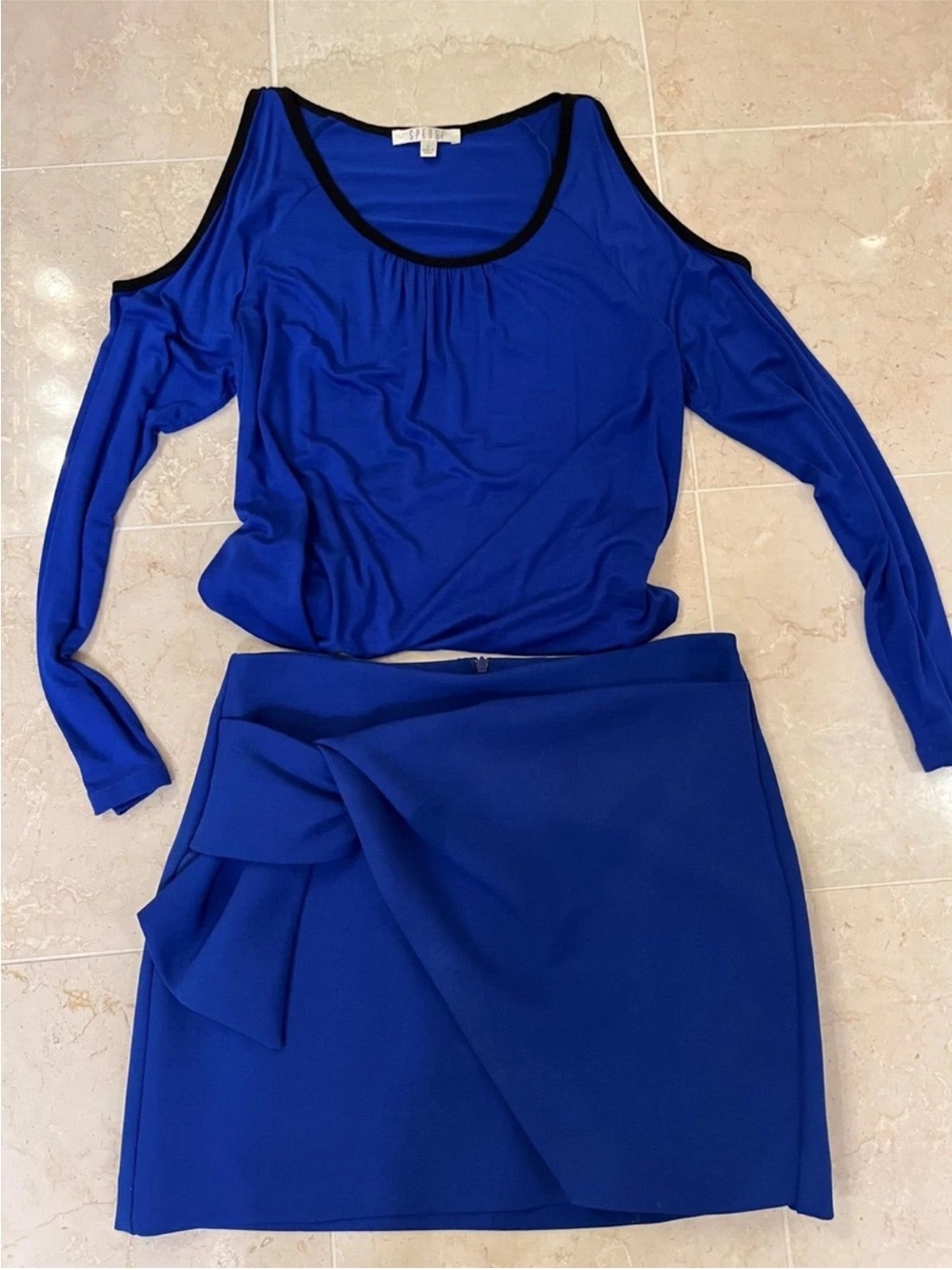 Zara Cobalt Blue Skirt Set with Knot Detail